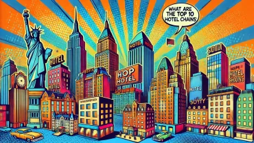 A feature image for a blog titled 'What are the top 10 hotel chains?', created in the style of an ink wash painting.