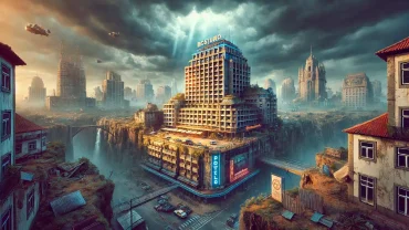 A dramatic and eye-catching featured image for a hotel booking website's blog.