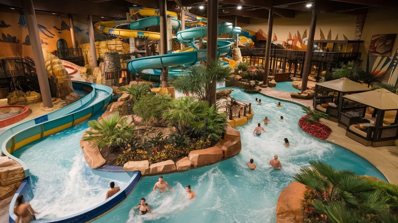 Best Family Resorts Across the USA for All Ages, USA Ohio 2025 4 The African-themed Kalahari Resorts indoor waterpark in Sandusky, featuring water slides, a lazy river, and a FlowRider surf simulator for families.